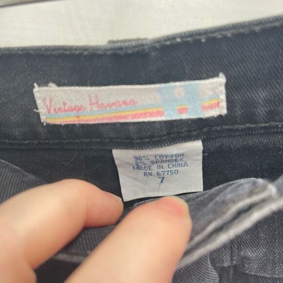 Vintage Havana girls Jean Shorts Cut Off Ripped Hot Pants Denim Black Size 7 - Picture 6 of 7